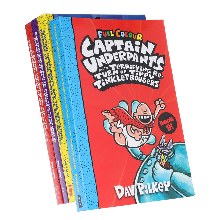 Captain Underpants Full Colour Series (Book 9-12) Collection by Dav Pilkey 4 Books Set - Ages 7-11 - Paperback