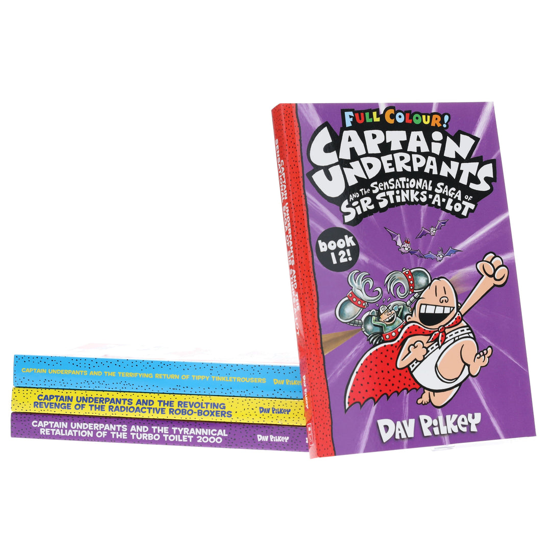 Captain Underpants Full Colour Series (Book 9-12) Collection by Dav Pilkey 4 Books Set - Ages 7-11 - Paperback