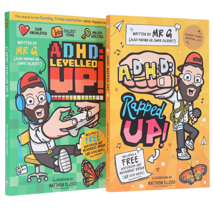 ADHD: Rapped Up! and Levelled Up! by Jamie Gilbert 'Mr G' 2 Books Collection Set - Ages 9-12 - Paperback (Learn about ADHD with Free Audio Book & Movement Break)