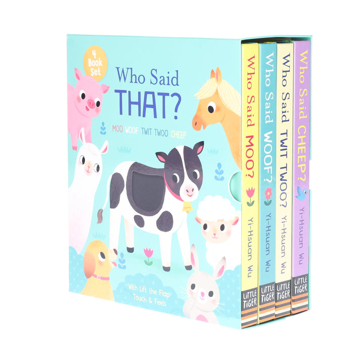 Who Said That? Lift the Flap Touch and Feel 4 Books Collection Set By Yi Hsuan Mu - Ages 1-5 - Board Book B2D DEALS Little Tiger Press Group