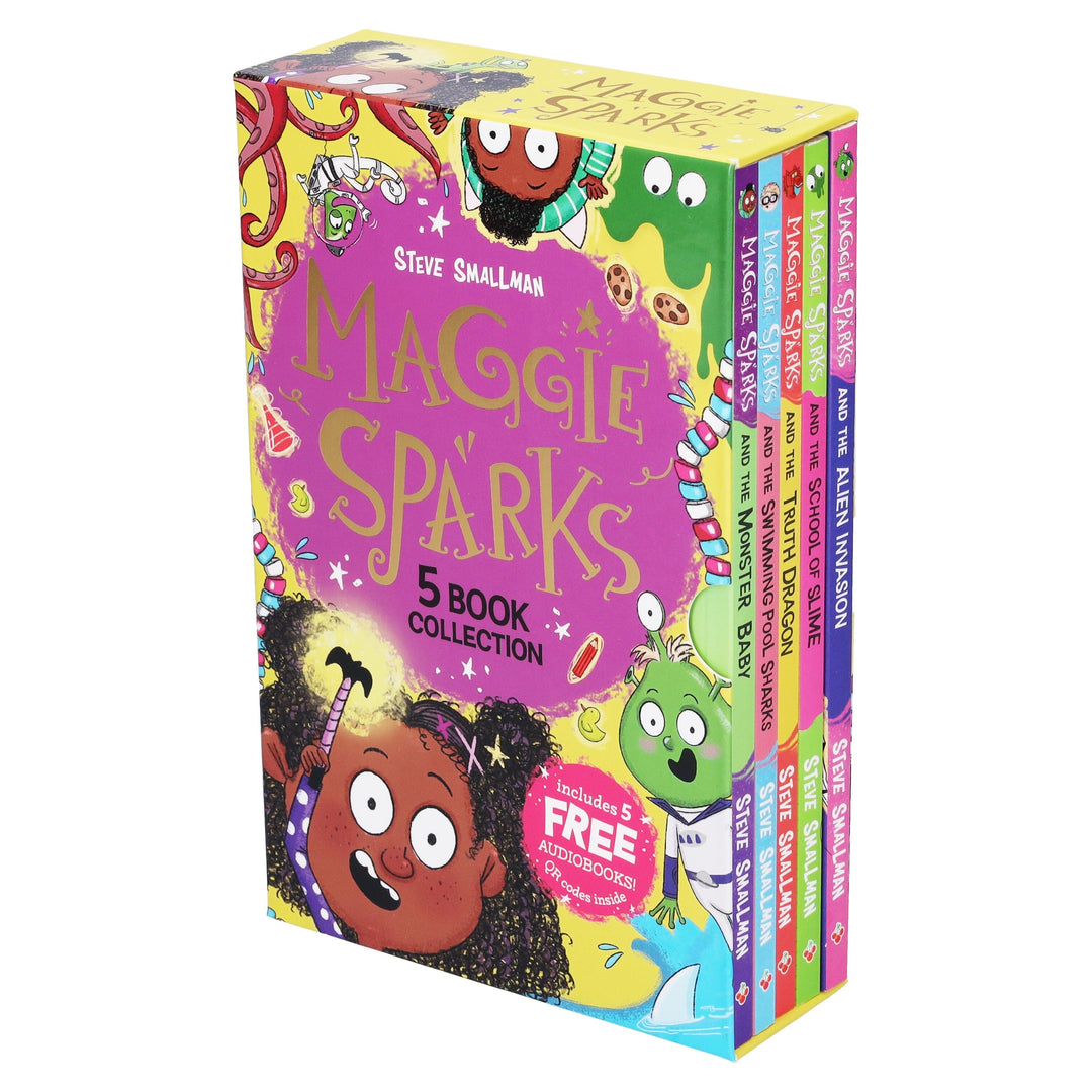 Maggie Sparks Exclusive Bundle: 5 Books Collection Box Set & Maggie Sparks Backpack: Children's Nursery Pink & Purple School Bag - Ages 3-7