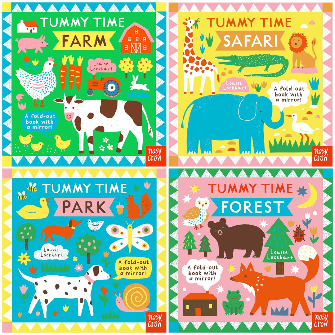 Tummy Time Series by Louise Lockhart 4 Books Collection Set - Ages 0-5 - Board Book (A Fold-out Book with a mirror!)