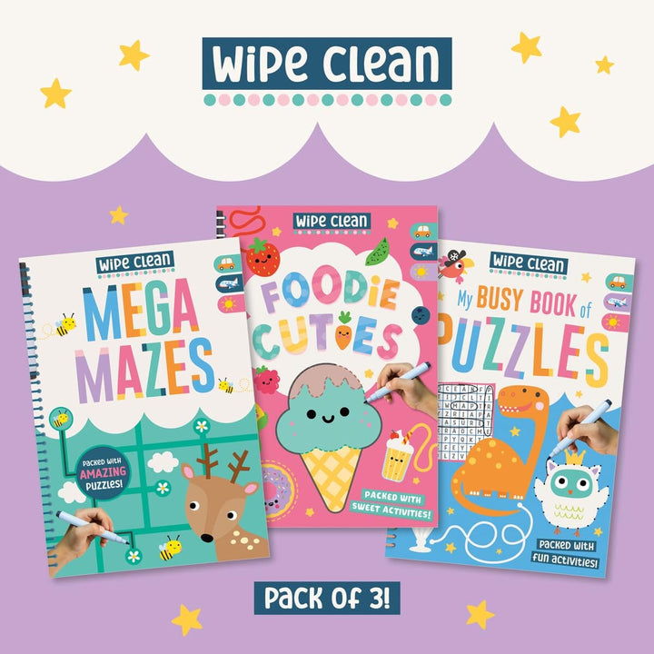 Wipe Clean: Kids' Holiday Travel Pack Assortment 3 Activity Books Collection Set - Ages 4+ - Paperback