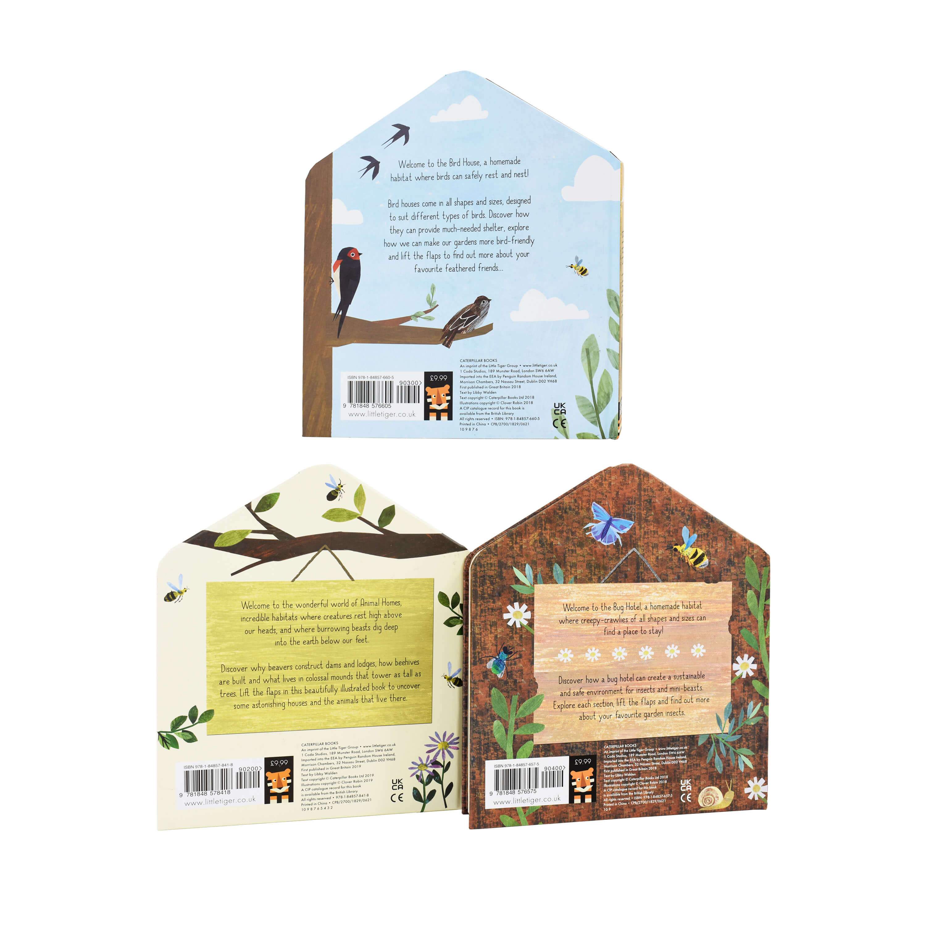 Age 0-5 - A Clover Robin Book Of Nature Series 3 Books Lift-the-flap Collection Set (Bird House, Bug Hotel & Animal Homes)- Ages 0-5 - Board Book